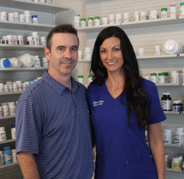David and Becky in pharmacy